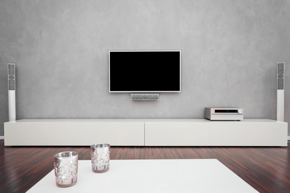 Modernes Sideboard designen Sideboard weiß an grauer Wand